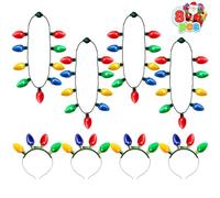 JOYIN 8PCS Bandeau et Collier Lumineux de Noël avec 6 Modes Clignotants, Ensemble de 8 Pièces de Noël avec 4 Colliers et 4 Serre-Têtes LED, Parfait pour les Fêtes de Fin d'Année