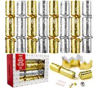 JOYIN 8PCS Décorations de Table de Noël avec Motifs avec motif de flocon de neige or et argent（25.4cm, chapeau, blague et petit cadeau à l'intérieur