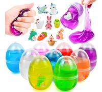 JOYIN 9 Pièces Oeuf de Paques de Slime, avec Cristal Et Mini Figurines en Résin pour Enfants Chasse Aux Oeufs De Pâques, Paniers De Pâques, Cadeaux De Fête De Pâques pour Enfants