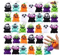 JOYIN Assortiment de 28 mini peluches d'Halloween avec 7 personnages différents, parfaits pour les enfants lors du jeu de bonbons ou de sauces, comme cadeau pour les fêtes scolaires ou pour remplir