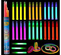 JOYIN bâtons en Vrac 52 pièces Dont 28 6" Long 0,6" Extra épais de qualité Industrielle glowsticks d'urgence (3) en Forme Whistle et 24 8" Bracelets Long bâton Glow pour Le 4 Juillet Party