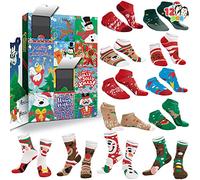 JOYIN Calendrier de l’Avent 2024, chaussettes de Noël chaudes en coton pour femme, calendrier de compte à rebours avec 8 chaussettes basses et 4 chaussettes hautes au genou, cadeaux de fête de Noël,