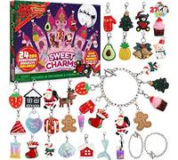 JOYIN Calendrier de l'Avent de Noël 24 jours avec 24 breloques et 3 bracelets. Calendrier compte à rebours 2025 avec kit de création de bracelets à breloques. Bijoux fantaisie pour filles