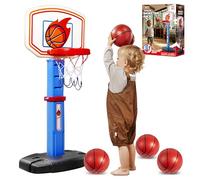 JOYIN Cerceau de basket-ball d'intérieur réglable pour enfants avec 4 balles, jouet pour salle de jeux, piscine en plein air, cadeau d'anniversaire pour bébés garçons et filles de 1, 2, 3, 4, 5 ans