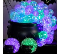 JOYIN Chaudron de sorcière pour Halloween, pot à bonbons lumineux à DEL avec 8 modes de luminosité, chaudron en plastique noir et seau pour Halloween, décoration de chambre