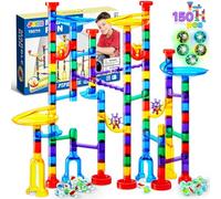 JOYIN Circuits de Billes, 150pcs Labyrinthe Billes Marble Run, Jouets de Construction Blocs, Jouet d'apprentissage STEM, Jouet Educatif (100 Pièces en Plastique Translucide + 50 Billes de Verre)