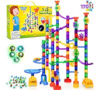 JOYIN Circuits de Billes Ensemble de Marble Run (170 pièces), Jouet de Bloc de Construction Educatif STEM (120 pièces en Plastique + 50 Billes de Verre)