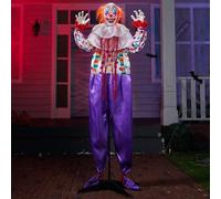 JOYIN Clown d'halloween Debout, Clown Parlant animatronique Effrayant Violet avec Mouvement et lumière, décorations géantes d'halloween activées par Le Son pour Accessoires