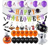 JOYIN Décoration de fête d'Halloween à suspendre avec citrouille fantôme et sorcière - Décoration de fête de qualité supérieure pour l'intérieur et l'extérieur pour le bureau à domicile et les salles