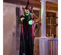 JOYIN Décoration de sorcière à Suspendre pour Halloween de 180 cm, sorcière effrayante animée avec Yeux et Son LED, extérieur, pelouse, Cour, terrasse, décoration de Maison hantée d'halloween