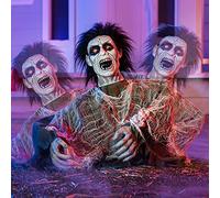 JOYIN Décoration d'halloween Animated Zombie Groundbreaker Halloween Props Mobile Groundbreaker Zombie avec Son Effrayant et Yeux LED Rougeoyants, Induction Sonore