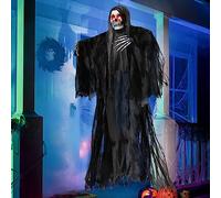 JOYIN Décorations animées d'halloween de 150 cm à Suspendre avec Yeux Lumineux et Son Effrayant, Squelette d'halloween fantôme pour décoration de Maison hantée, extérieur/intérieur,