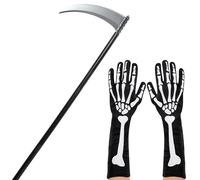 JOYIN Ensemble d'accessoires de faucheuse avec faux de faucheuse et gants de squelette effrayant Costume d'accessoire d'arme de faucille d'Halloween pour la fête