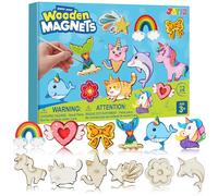 JOYIN Ensemble d'aimants en Bois Fantaisie de 12 pièces, Ensemble d'artisanat pour Enfants âgés de 3 à 12 Ans, Ensemble de Peinture magnétique en Bois pour Ensemble de Peinture, Cadeaux d'anniversaire