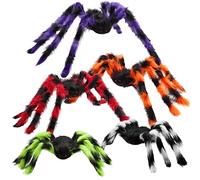 JOYIN Ensemble d'araignées colorées d'halloween (5 pièces), Accessoires d'araignée poilue à Rayures géantes, araignées effrayantes de différentes Tailles pour décorations d'intérieur et d'extérieur