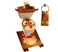 JOYIN Ensemble de décoration de Salle de Bain 5 pièces sur Le thème du Renne de Noël avec Housse de siège de Toilette, Tapis