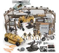 JOYIN Ensemble de Jouets de Base Militaire Comprenant Une Base Militaire, des Véhicules Militaires, des Figurines d'action d'hommes de l'Armée et des Accessoires d'Équipement d'Arme Jouets de Combat