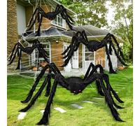 JOYIN Ensemble de Quatre Araignées Poilues Réalistes d'halloween, Accessoires Précieux d'halloween, Ensemble d'Araignées d'halloween pour Décorations Intérieures (Un 120 cm, Un 90 cm et Un 75 cm)