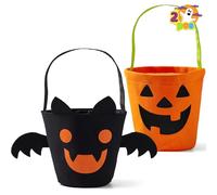 JOYIN Ensemble de seaux à bonbons chauve-souris et citrouille pour Halloween, sacs cadeaux réutilisables en feutre pour bonbons ou acides pour cadeaux de fête pour enfants, Orange