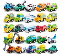 JOYIN Ensemble de Véhicules Jouets Voitures et Camions de Ville de 25 Pièces pour Enfants en Bas âge, Filles et Garçons, Ensemble de Voitures Moulées sous Pression