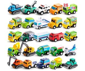 JOYIN Ensemble de Véhicules Jouets Voitures et Camions de Ville de 25 Pièces pour Enfants en Bas âge, Filles et Garçons, Ensemble de Voitures Moulées sous Pression