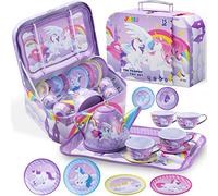 JOYIN Ensemble théière en étain pour goûter et Cuisine d'enfants Motif château de Licorne Violet