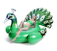JOYIN Flotteur de piscine gonflable en forme de paon - Radeau géant en forme de paon à chevaucher pour piscine, bouées de plage, décoration de fête, flotteurs de piscine pour l'été, chaises longues