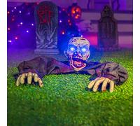 Joyin Halloween Décoration d'extérieur Zombie animée avec Son Effrayant et Yeux Clignotants pour Halloween, Cour, pelouse, terrasse, Maison hantée