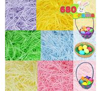 JOYIN Herbe de Pâques 6 Couleurs 680 g, Papier Raphia Recyclable Déchiqueté pour Remplissage de Paniers de Pâques, Décor de Chasse Aux œufs de Pâques, Décoration de Salle de Classe