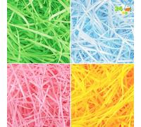 JOYIN Herbe de Pâques, multicolore, herbe de Pâques arc-en-ciel, papier recyclable, copeaux d'herbe, couleurs pastel (rose, jaune, bleu ciel, vert) pour chasse aux œufs de Pâques, remplissage de