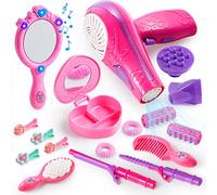 JOYIN Jouet de Beauté Mode Salon Mignon pour Petites Filles Poupée Kit Semblant Jouer Ensemble avec Jouet Sèche-Cheveux, Miroir et Accessoires