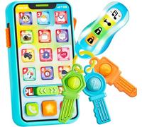 JOYIN Jouet musical pour bébé - Jeu de dentition pour téléphone et clés de voiture - Plus de 60 phrases musicales et d'apprentissage - Jouets d'apprentissage pour bébé de 6 à 12 mois