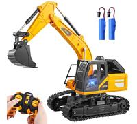 JOYIN Jouet Pelle télécommandé pour garçons et Filles âgés de 3+ Ans, Pelleteuse Tracteur Enfant Camion, 2,4 GHz Voitures Jouets RC avec lumière et Son, Jouet Construction Cadeau d'anniversaire