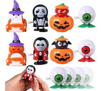 JOYIN Jouets mécaniques d'Halloween (8 pièces) avec personnages assortis, chauve-souris, vampire et citrouille à remonter, cadeaux pour enfants, cadeaux de friandises, sacs à provisions