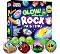 JOYIN Kit de peinture sur galets phosphorescents,Cadeau pour fille de 6 à 12 ans,Activité créative avec peintures phosphorescentes,kit de loisirs créatifs,pour filles de 6,7,8,9,10,11,12 ans.