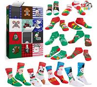 JOYIN Le calendrier de l'Avent 2024 comprend 12 paires de chaussettes en vrac pour femme, chaussettes de Noël chaudes en coton, calendrier compte à rebours avec 8 chaussettes basses et 4 chaussettes