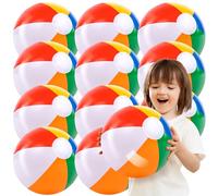 JOYIN Lot de 12 Ballons de Plage 16 Pouces gonflables, Grands Ballons Arc-en-Ciel pour fêtes à la Piscine, Jouets et Cadeaux d'invités pour Enfants et Adultes.