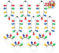 JOYIN Lot de 12 bandeaux lumineux de Noël et collier avec 6 modes clignotants, ampoules LED pour enfants, femmes et hommes