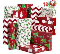 JOYIN Lot de 12 boîtes de Noël avec couvercle et base, vêtements, peignoirs, boîtes cadeaux, cadeaux de Noël, anniversaires, mariages, 35,6 x 24,1 x 5,1 cm, 4 motifs