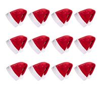 JOYIN Lot de 12 bonnets de Noël de qualité supérieure de 30 x 50 cm, en velours rouge avec manchettes blanches pour cadeaux de Noël et accessoires de fête