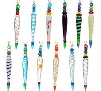 JOYIN Lot de 12 décorations de Noël colorées en verre en forme de stalactites - 8,9 à 9,4 cm de long - 12 modèles différents