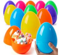 JOYIN Lot de 12 grands œufs de Pâques multicolores de 15,2 cm en plastique - Œufs vides à remplir pour le jeu de recherche d'œufs de Pâques - Jouets pour les tout-petits - Matériau de remplissage pour