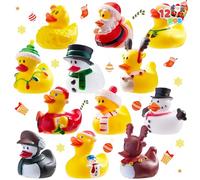 JOYIN Lot de 12 jouets de bain en forme de canard en caoutchouc pour cadeaux de Noël et fêtes prénatales, filles et tout-petits, cadeaux de Noël