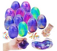 JOYIN Lot de 12 œufs de Pâques Préremplis avec du Slime Moelleux Galaxy, Mastic Coloré avec Accessoires Assortis, Jouets Anti-Stress pour Enfants, Chasse aux œufs de Pâques, Remplissage de Panier
