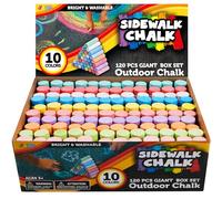 JOYIN Lot de 120 craies de trottoir pour enfants - Boîte géante non toxique - Lavables - 10 couleurs - 120 pièces