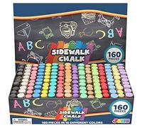 JOYIN Lot de 160 craies de trottoir lavables non toxiques pour jeux d'art en plein air, peinture sur tableau noir, tableau noir et aire de jeux