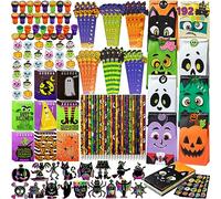 JOYIN Lot de 192 papiers à lettre d'Halloween - Cadeaux mignons ou acides pour enfants - 24 paquets de papier à lettre sur le thème d'Halloween - Pour les fêtes - Carnaval - Prix de jeu - Articles de