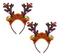 JOYIN Lot de 2 bandeaux de Noël lumineux à LED avec bois de renne pour fêtes de Noël et fêtes (taille unique)