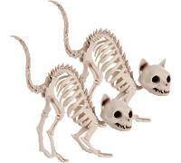 JOYIN Lot de 2 décorations d'Halloween en forme de chats squelettes pour accessoires photo, décorations d'intérieur et d'extérieur, décoration de tours ou de friandises, scène effrayante (17,8 x 20,1