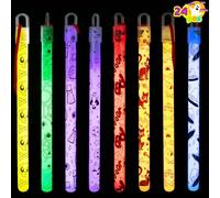 JOYIN Lot de 24 baguettes lumineuses à suspendre pour Halloween dans 8 motifs différents et 6 couleurs pour les fêtes d'Halloween, fournitures de fête, remplisseurs de sacs cadeaux